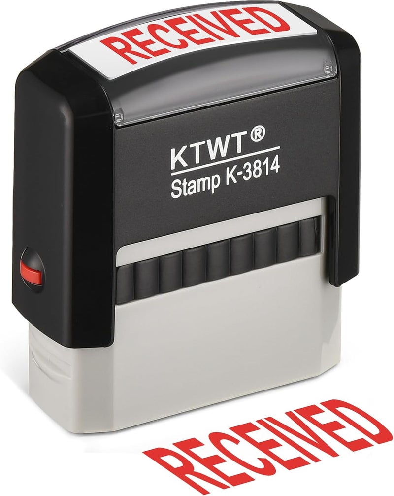KTWT Received Stamp, Received Self Inking Stamp -Refillable Stampers for Office, Business, Accounting, Bookkeeping, Coding, Legal, Notary, Ordering, Inventory Stamps - Red Ink - Image 1
